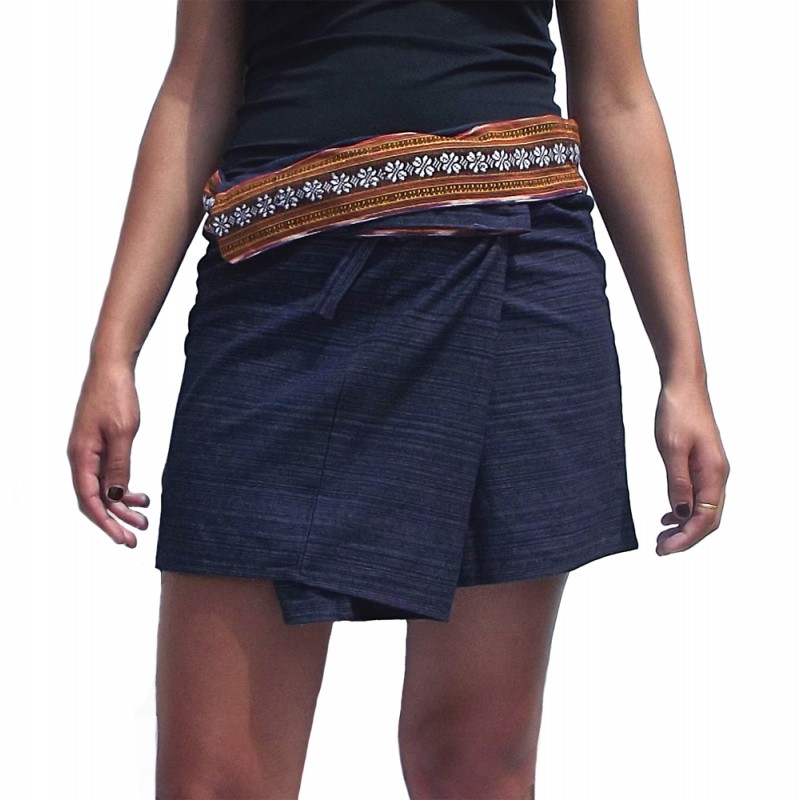 Mini Wrap Thai Skirt - Burgundy