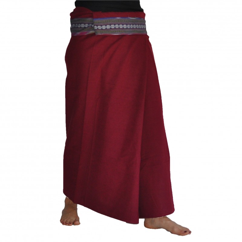 Plain Long Wrap Thaï Skirt - Dark Brown
