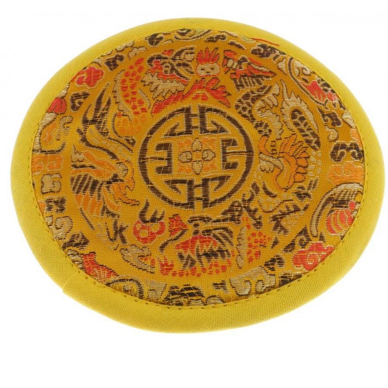 alfombra de cuenco tibetano amarillo