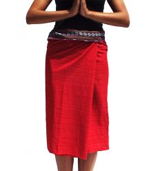 Short Wrap Thai Skirt - Red