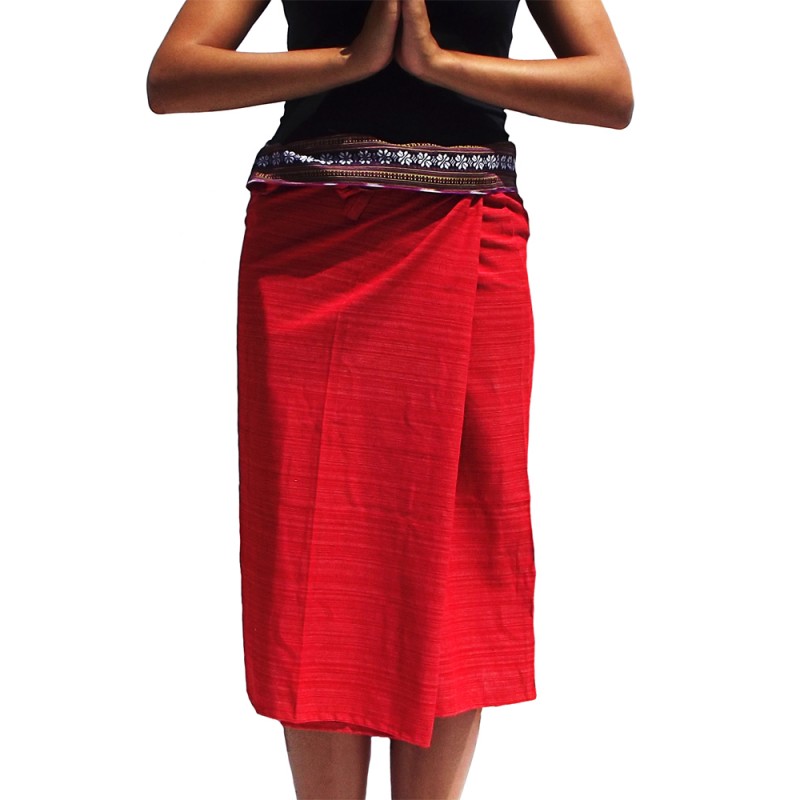 Short Wrap Thai Skirt - Grey