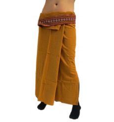 Plain Long Wrap Thaï Skirt - Light Brown