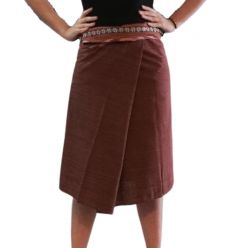 Short Wrap Thai Skirt - Dark Brown