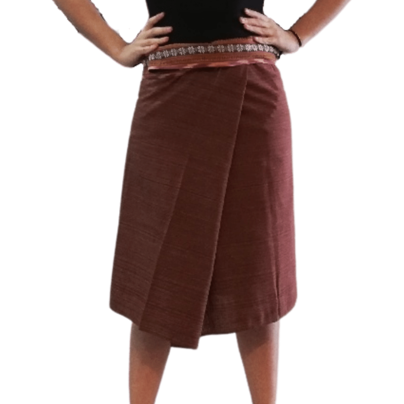 Short Wrap Thai Skirt - Dark Brown