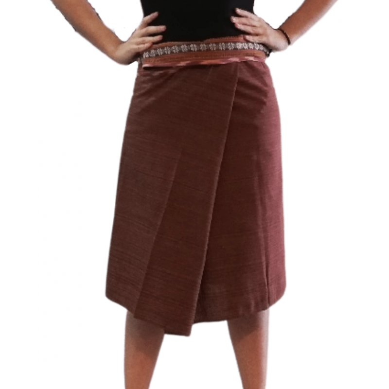 Short Wrap Thai Skirt - Grey