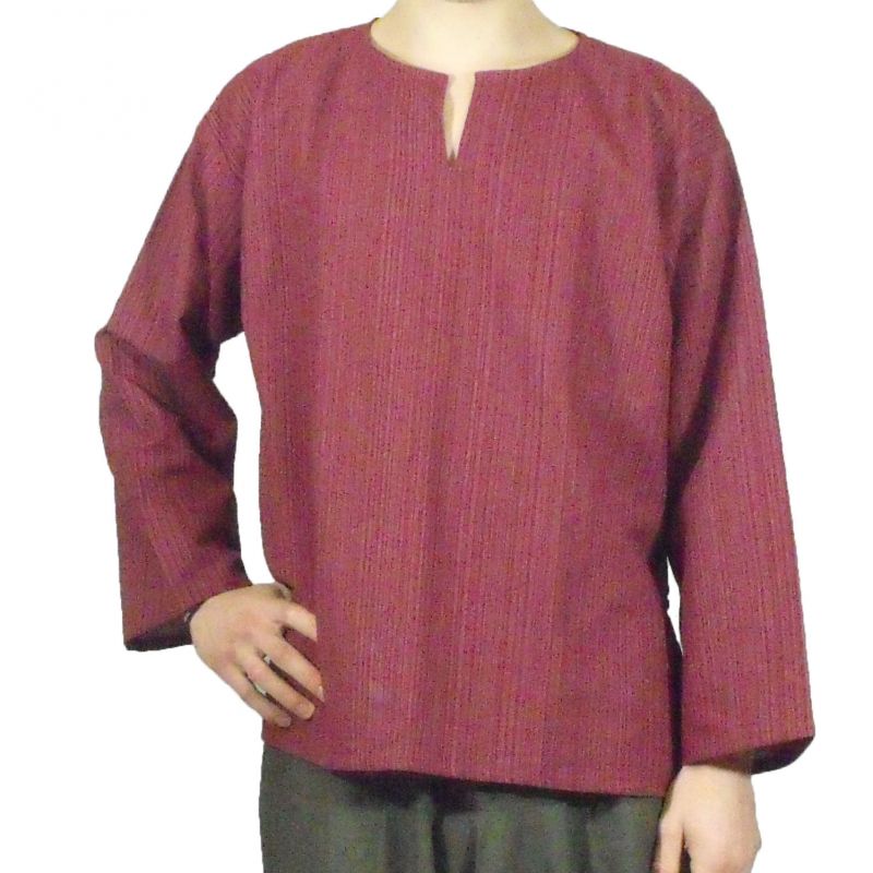 Burgundy Striped Cotton Shirt