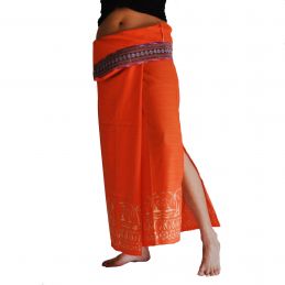 Long wrap Thai Skirt - Orange