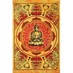 Tenture Murale Bouddha Lotus Orange
