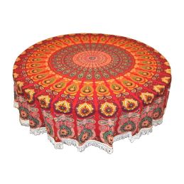 Red Mandala Round Tablecloth