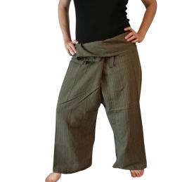 Pantalones tailandeses a rayas caqui