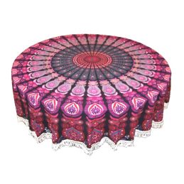 Purple Mandala Round Tablecloth