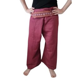 Embroidered Belt Dark Red Thaï Pants