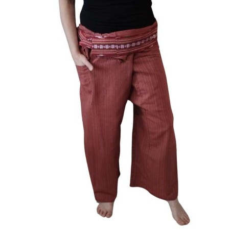 Pantalon Ceinture Brodée Chocolat