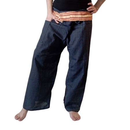 Pantalon Ceinture Brodée Marine
