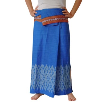 Jupe Thaï Longue Imprimée Bleu Turquoise
