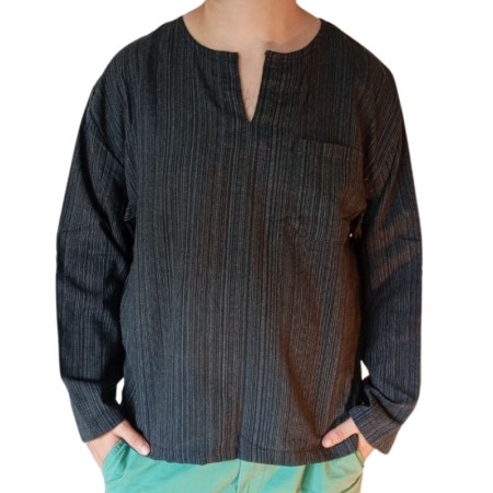 Chemise Rayée Coton Noire