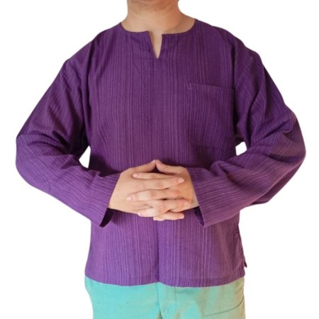 Purple Striped Cotton Shirt