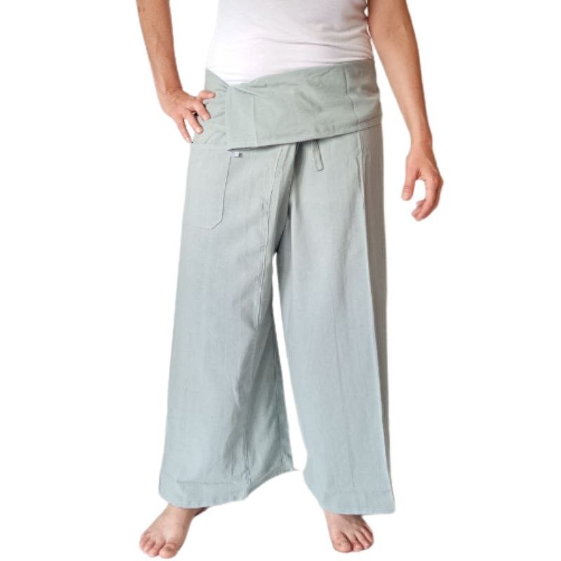 Pantalon Thaï Coton Fin Gris Clair