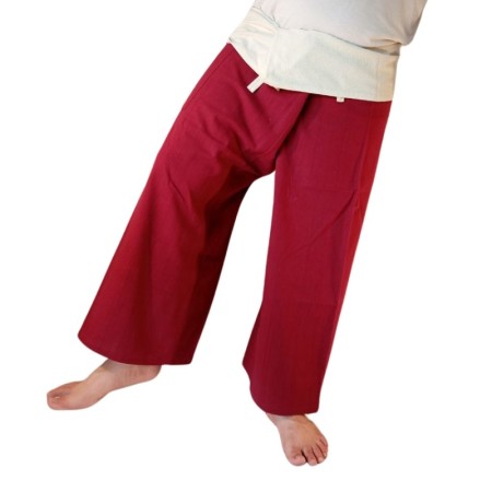 Pantalon Thaï Bordeaux et Crème