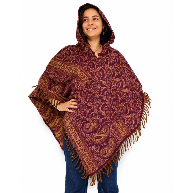 Hooded Paisley Poncho