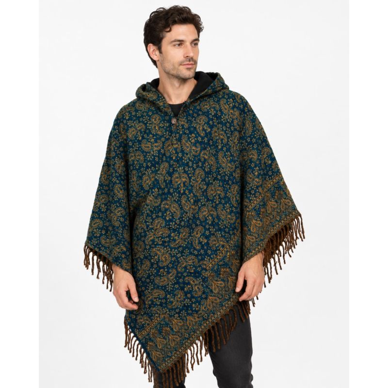 Hooded Paisley Poncho